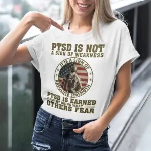 PTSD Awareness Shirts - Courageous Tees Defying Fear Tee 10 PTSD Awareness Strength Not Weakness Military Tee Shirts Gift For Veterans 5