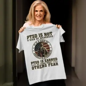 PTSD Awareness Shirts - Courageous Tees Defying Fear Tee 11 PTSD Awareness Strength Not Weakness Military Tee Shirts Gift For Veterans 6