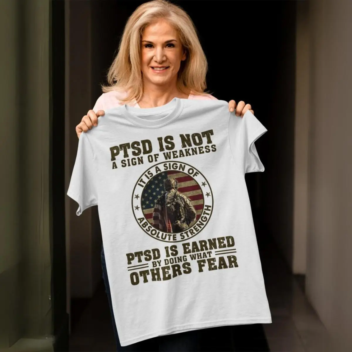 PTSD Awareness Shirts - Courageous Tees Defying Fear Tee 6 PTSD Awareness Strength Not Weakness Military Tee Shirts Gift For Veterans 6