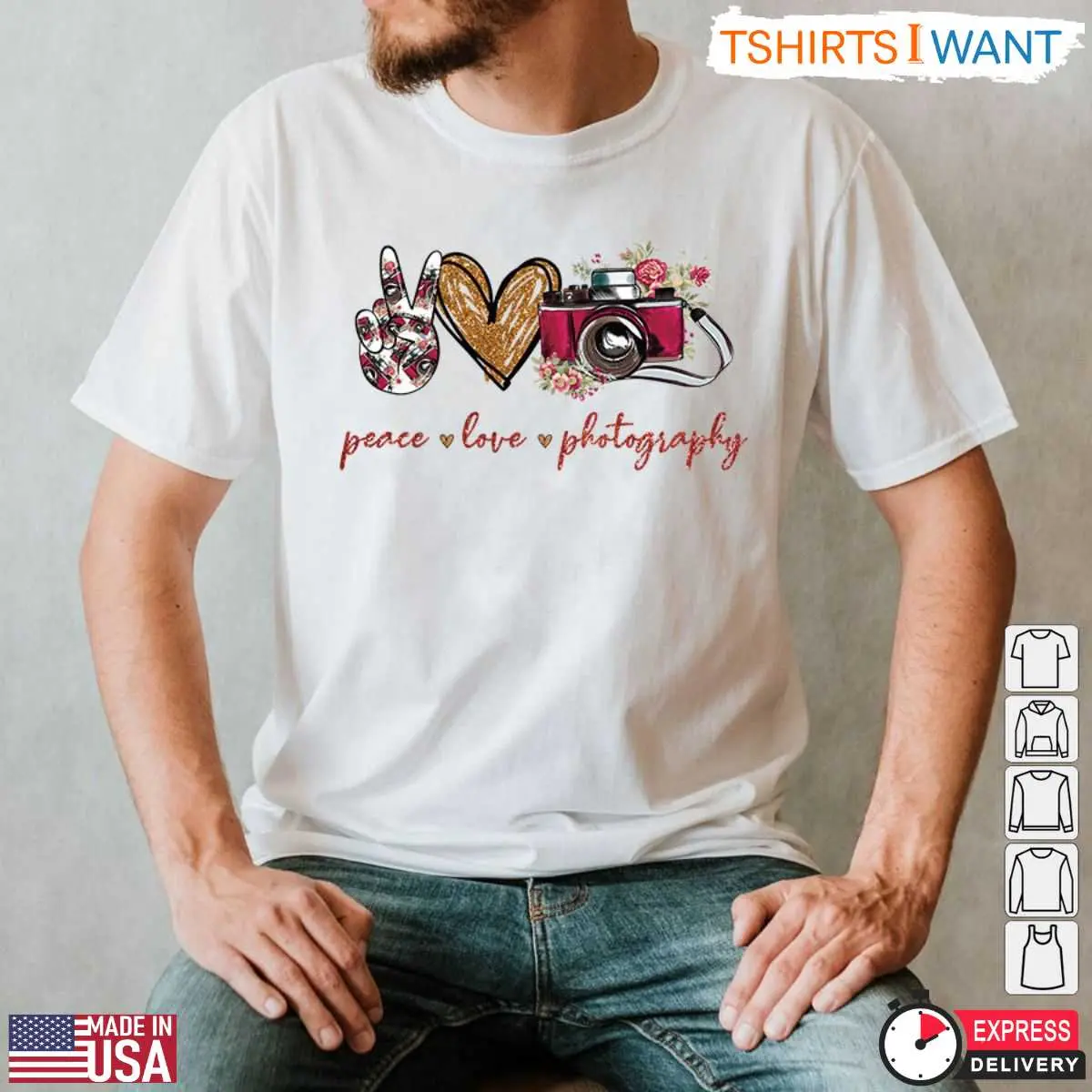 Peace Love Photography Shirt Floral Camera Design for Photography Lovers 3 1.jpg