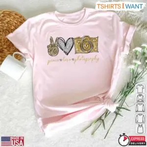 Peace Love Photography Shirt - Gold Glitter Camera Design for Photography Enthusiasts 10 Peace Love Photography Shirt Gold Glitter Camera Design for Photography Enthusiasts 5 1.jpg