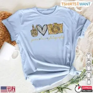 Peace Love Photography Shirt - Gold Glitter Camera Design for Photography Enthusiasts 11 Peace Love Photography Shirt Gold Glitter Camera Design for Photography Enthusiasts 6 1.jpg