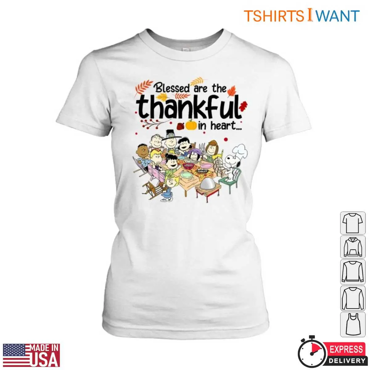 Peanut Characters T Shirt Blessed Thankful Graphic 2 1.jpg