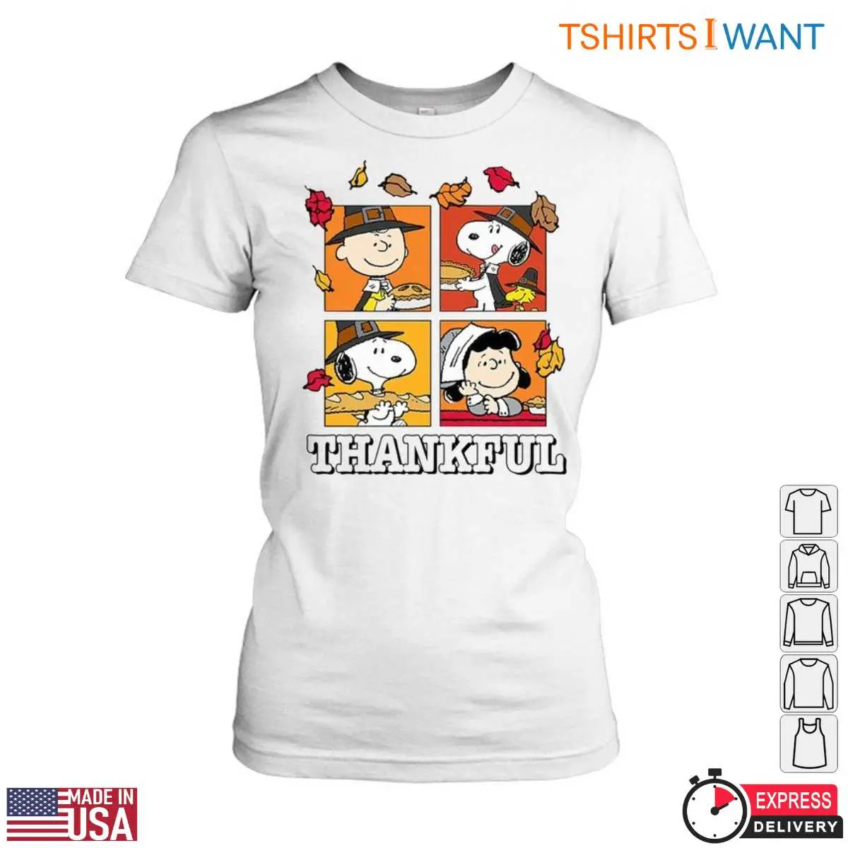 Peanuts Characters Thanksgiving T Shirt Festive Friends Apparel 2 1.jpg