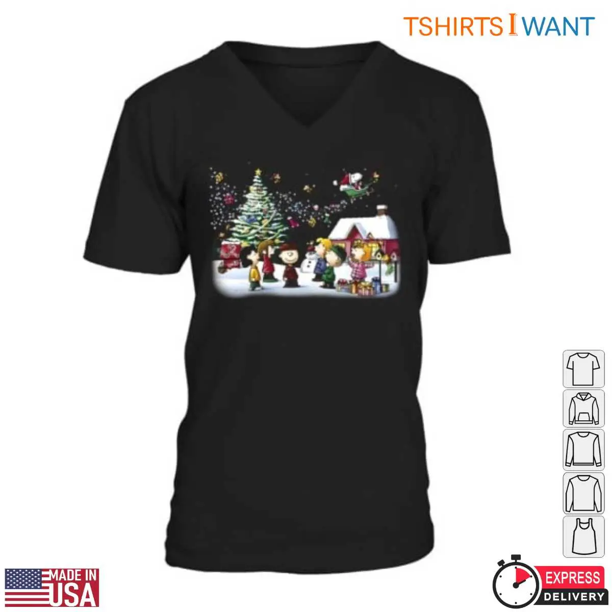 Peanuts Christmas T-Shirt - Festive Holiday Scene with Characters 2 Peanuts Christmas Character Holiday T Shirt 2 1.jpg