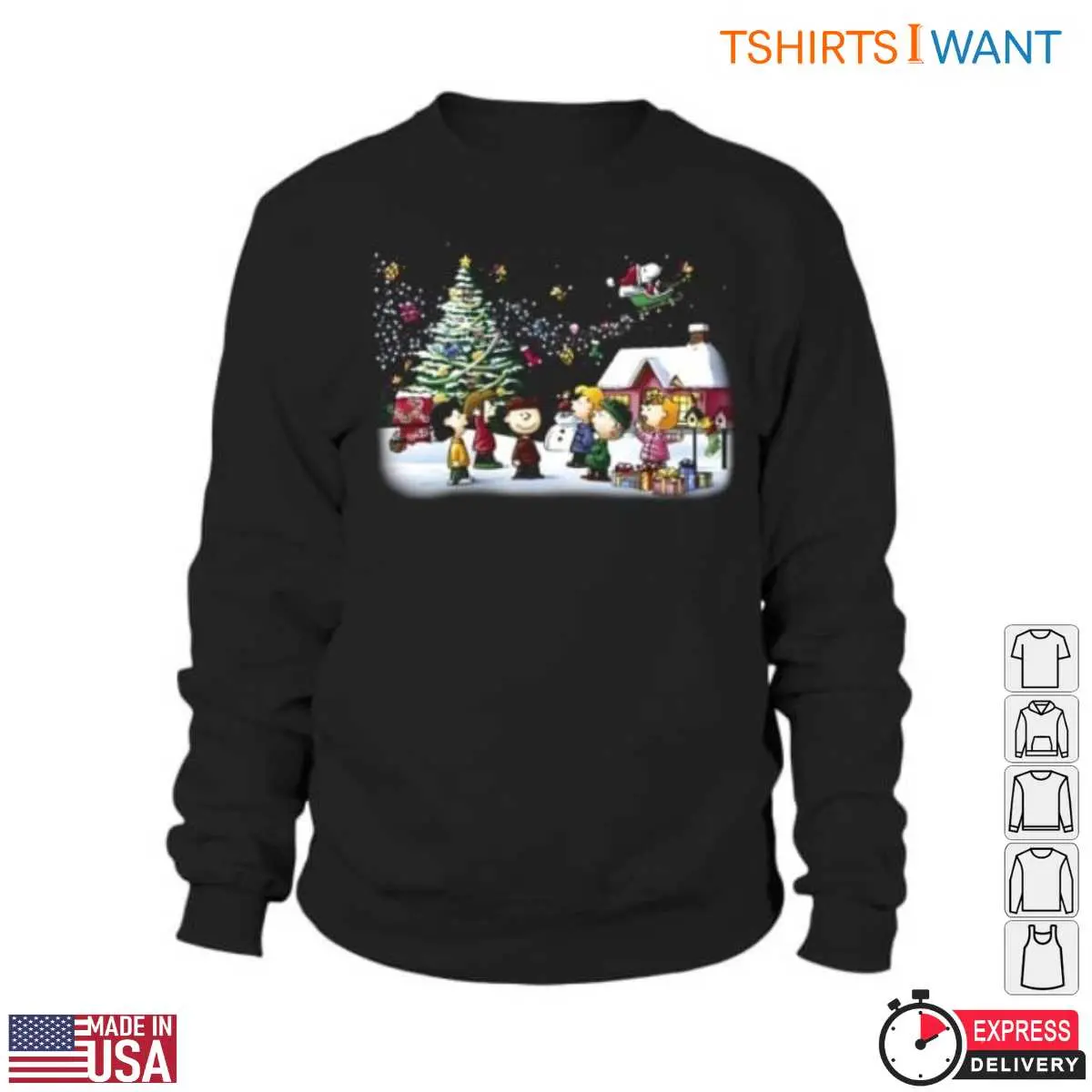 Peanuts Christmas T-Shirt - Festive Holiday Scene with Characters 13 Peanuts Christmas T-Shirt Detail