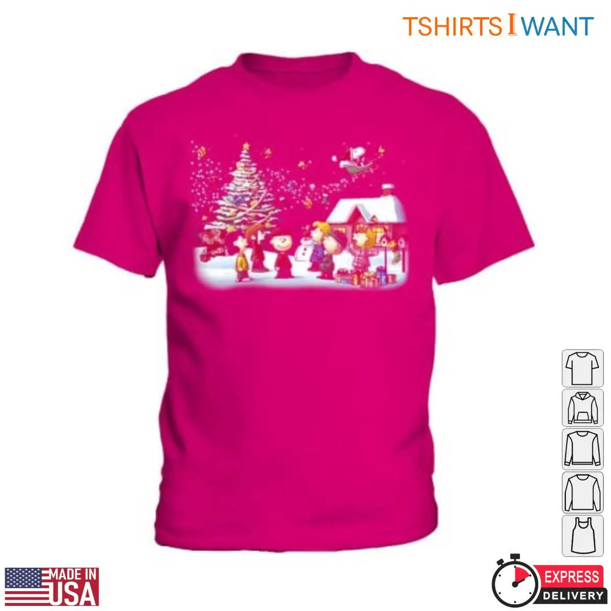 Peanuts Christmas T-Shirt - Festive Holiday Scene with Characters 5 Peanuts Christmas Character Holiday T Shirt 5 1.jpg