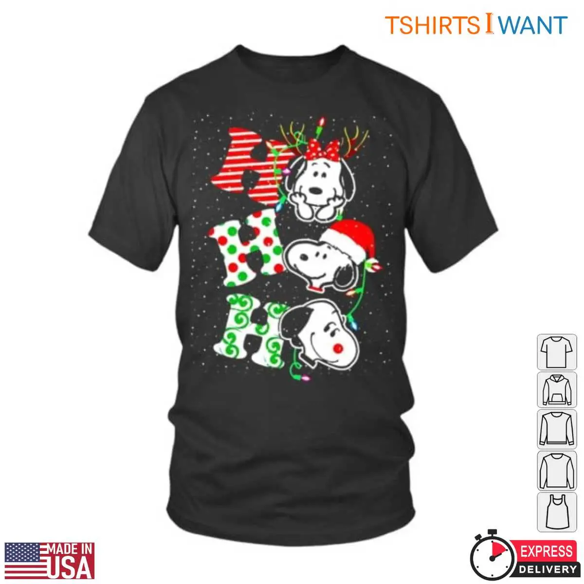 Peanuts Christmas Images T-shirt - Snoopy and Friends Holiday Decorations 12 Peanuts Christmas Images T-Shirt Front View