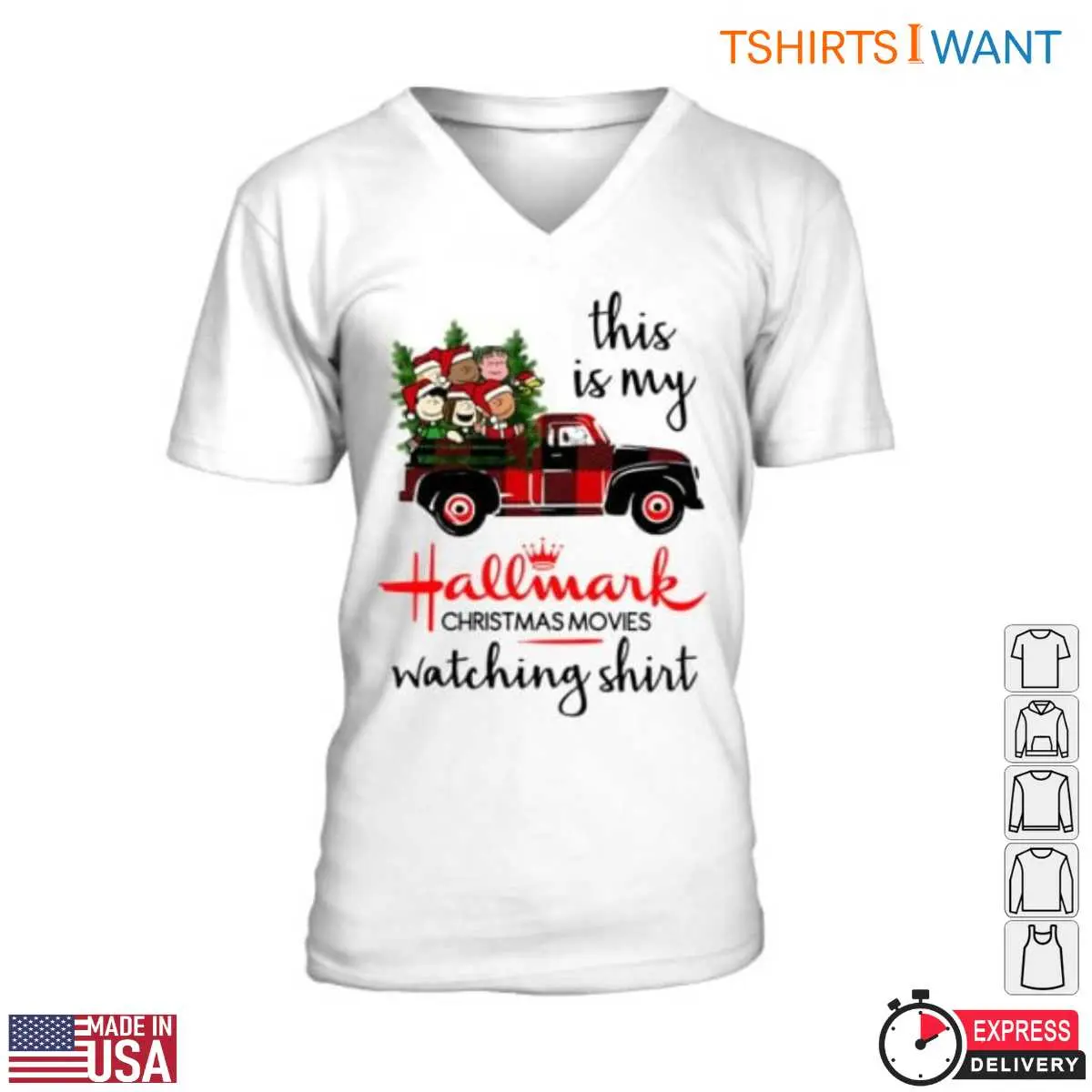 Peanuts Hallmark Christmas T-Shirt - Vintage Truck with Characters and Christmas Tree Design 2 Peanuts Hallmark Christmas T Shirt Vintage Design 2 1.jpg