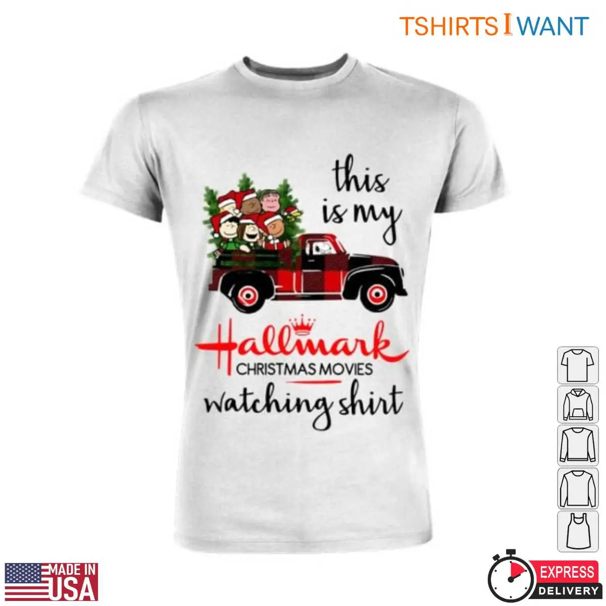 Peanuts Hallmark Christmas T-Shirt - Vintage Truck with Characters and Christmas Tree Design 5 Peanuts Hallmark Christmas T Shirt Vintage Design 5 1.jpg