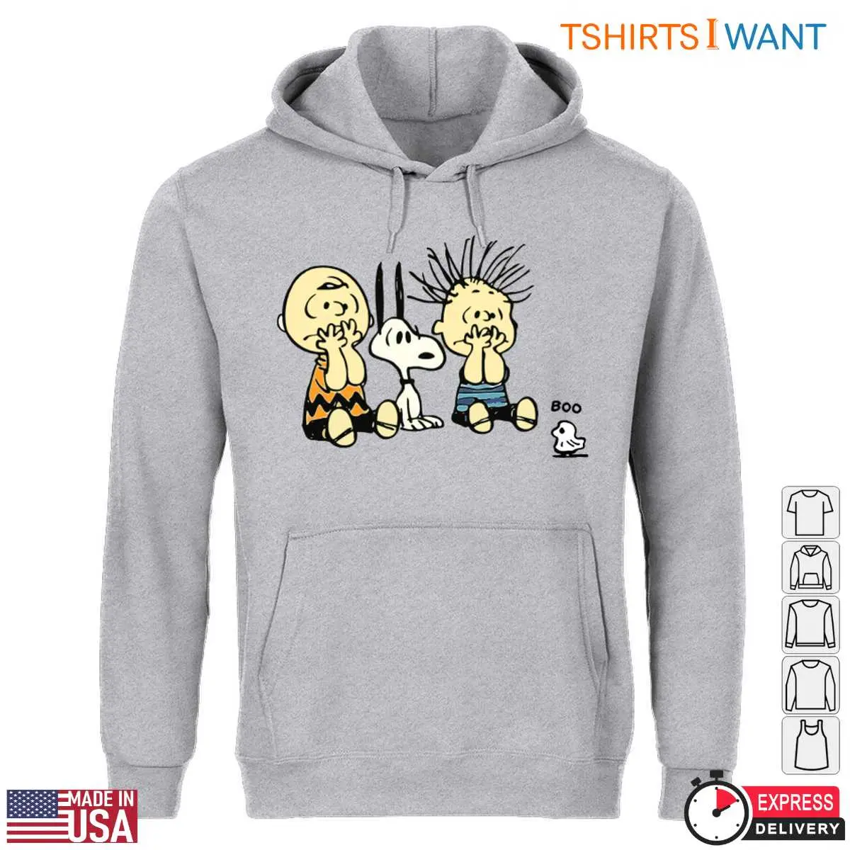 Peanuts Snoopy Halloween T Shirt Frightened Charlie Brown Snoopy and Linus Van Pelt Graphic Tee 3 1 1.jpg