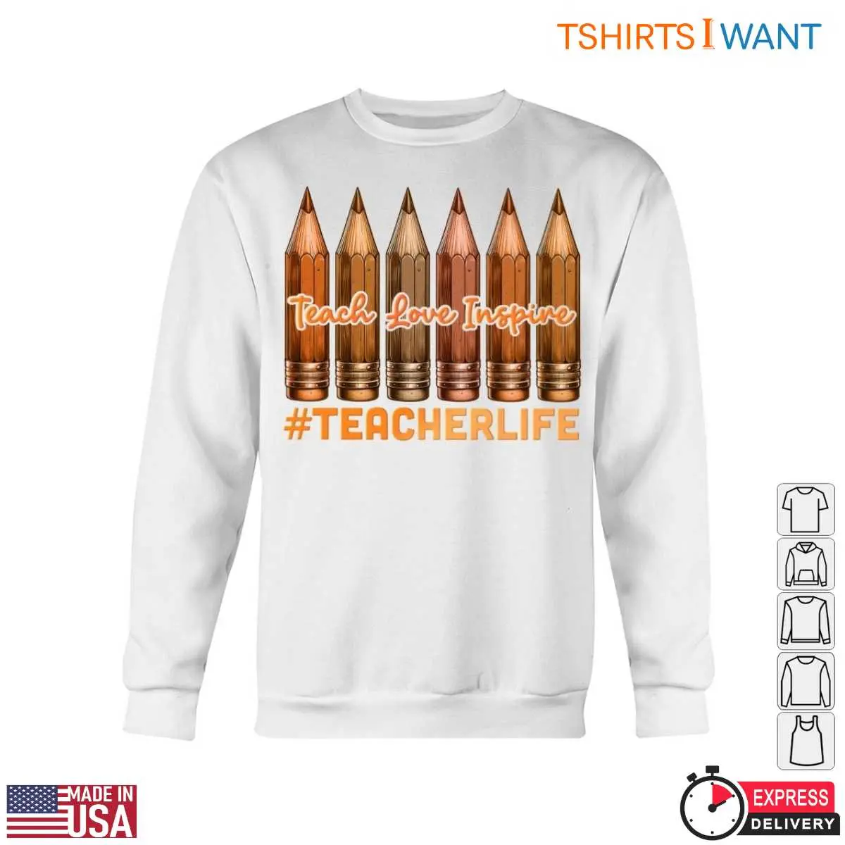 Pencils and Inspirational Teach Love Inspire Design Teacher T Shirt 5 1.jpg