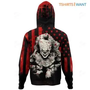 Pennywise Clown Hoodie – American Flag Horror Theme, Scary Halloween All Over Printed Costume 5 Pennywise Clown Hoodie American Flag Horror Halloween 3 1.jpg