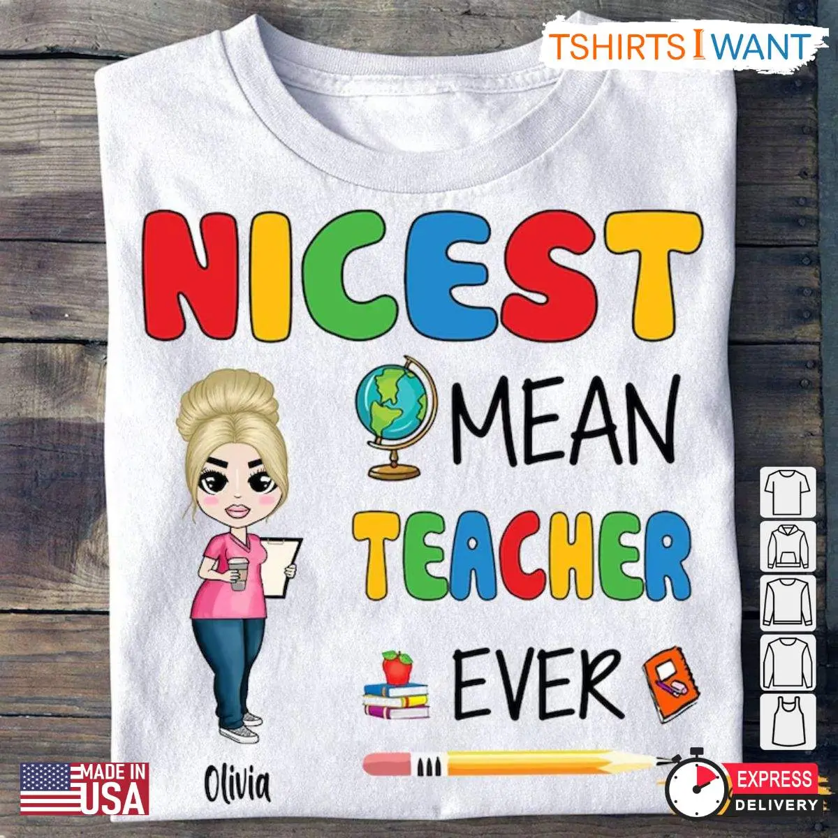 Personalized Teacher Shirt, Custom 'Nicest Mean Teacher' Back-to-School Gift, Teacher Appreciation Tee 1 Customs name here 1