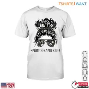 Photography Enthusiast T Shirt Messy Bun Camera 1 1.jpg