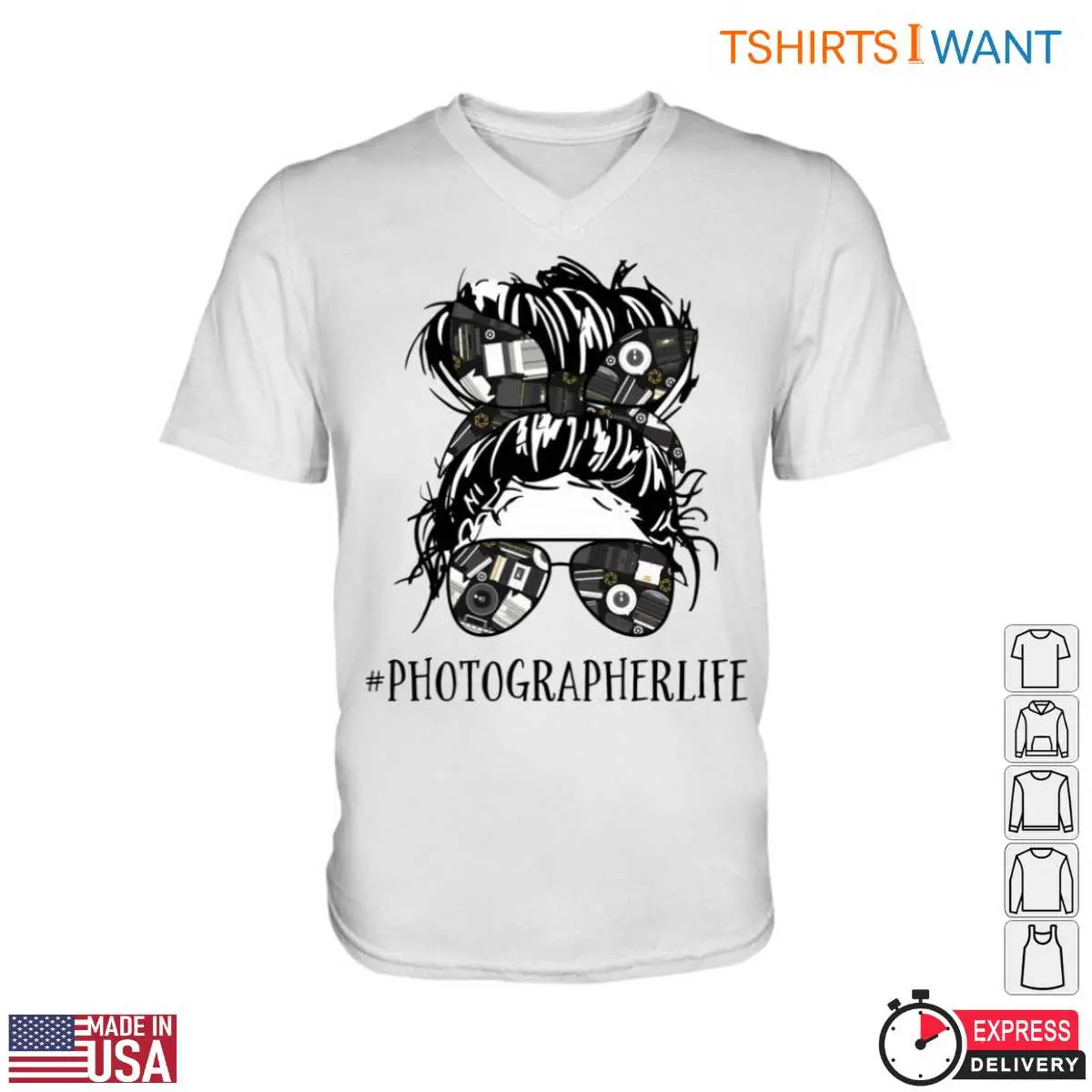 Photography Enthusiast T Shirt Messy Bun Camera 2 1.jpg