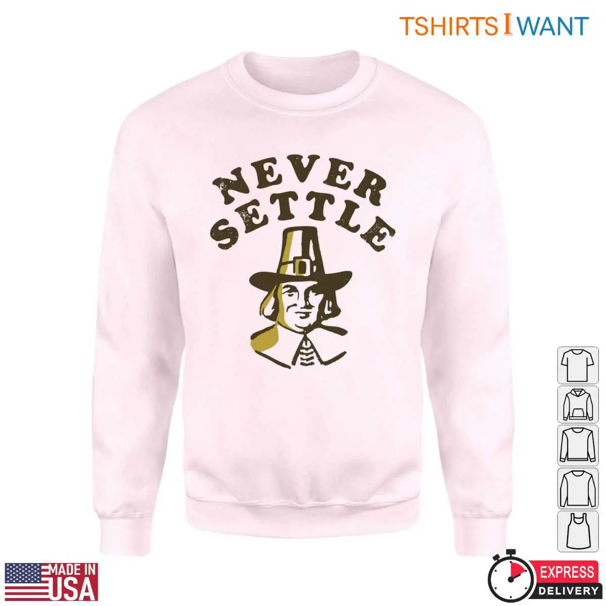 Pilgrims Thanksgiving T Shirt Never Settle Graphic Tee 3 1.jpg