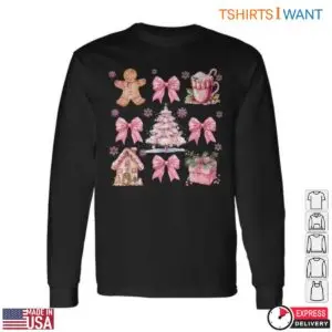 Pink Coquette Bow Gingerbread, Pink Tree, and Holiday Cheer Christmas Tee 7 Pink Coquette Bow Gingerbread Christmas Tee 2 1.jpg