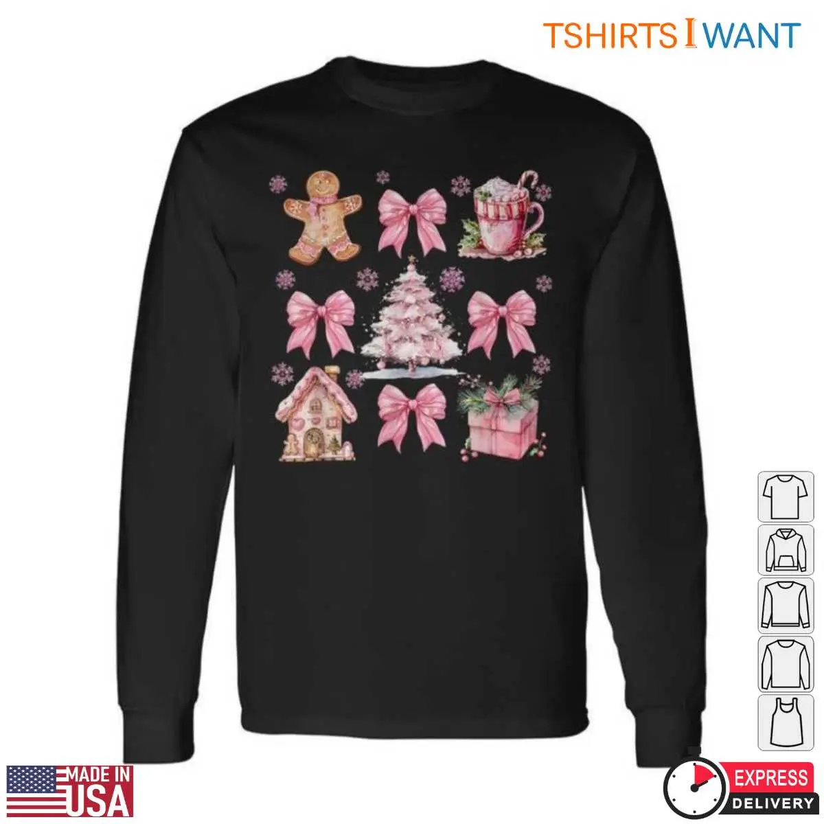 Pink Coquette Bow Gingerbread Christmas Tee 2 1.jpg