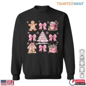 Pink Coquette Bow Gingerbread, Pink Tree, and Holiday Cheer Christmas Tee 8 Pink Coquette Bow Gingerbread Christmas Tee 3 1.jpg