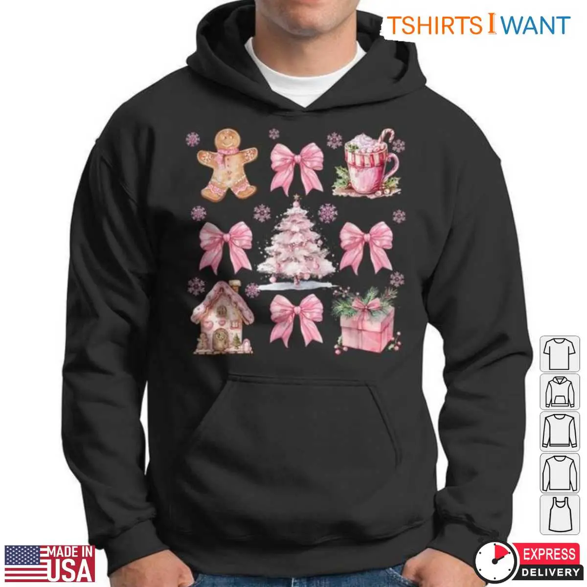 Pink Coquette Bow Gingerbread Christmas Tee 4 1.jpg
