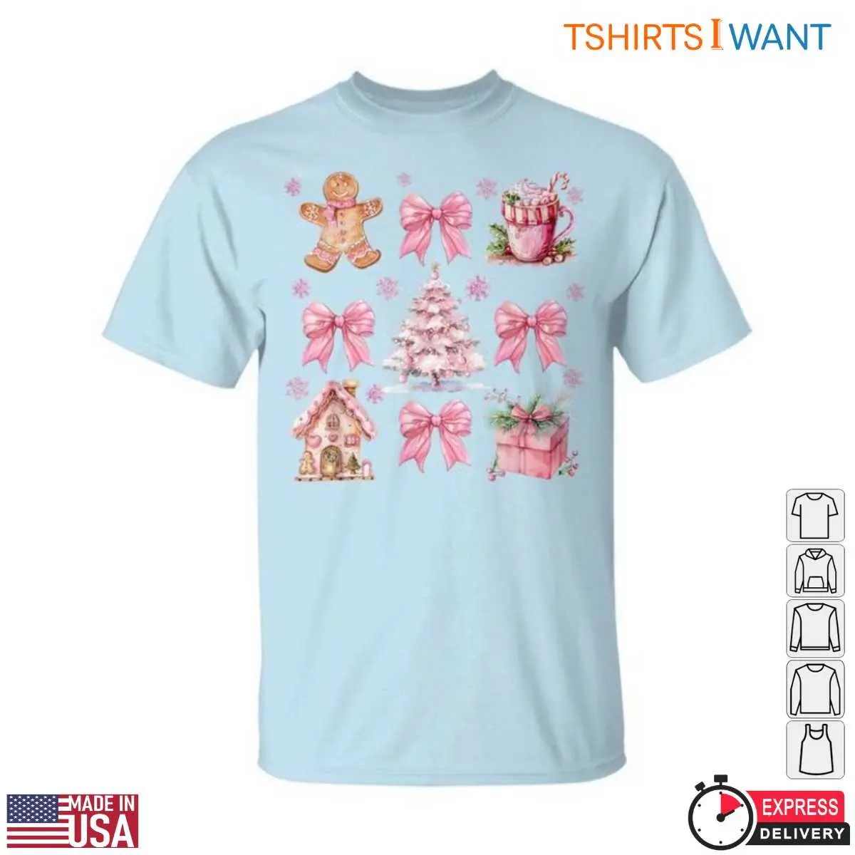 Pink Coquette Bow Gingerbread Christmas Tee 6 1.jpg