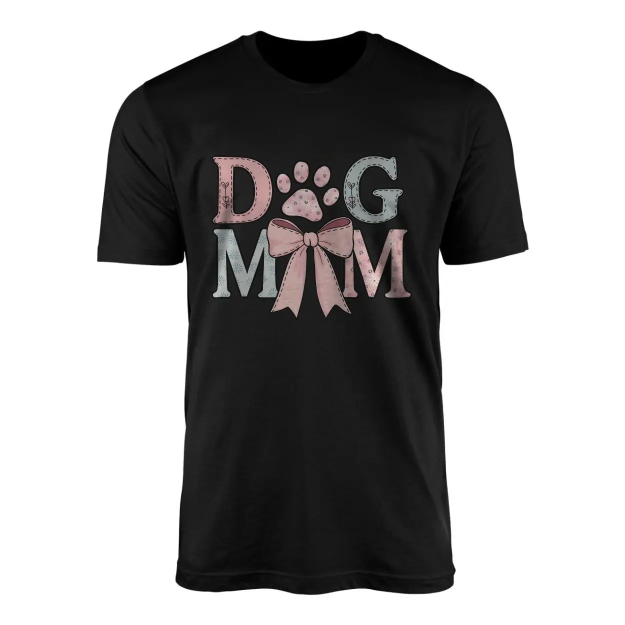 Pink Dog Mom Floral Paw Print T Shirt 1 1.jpg