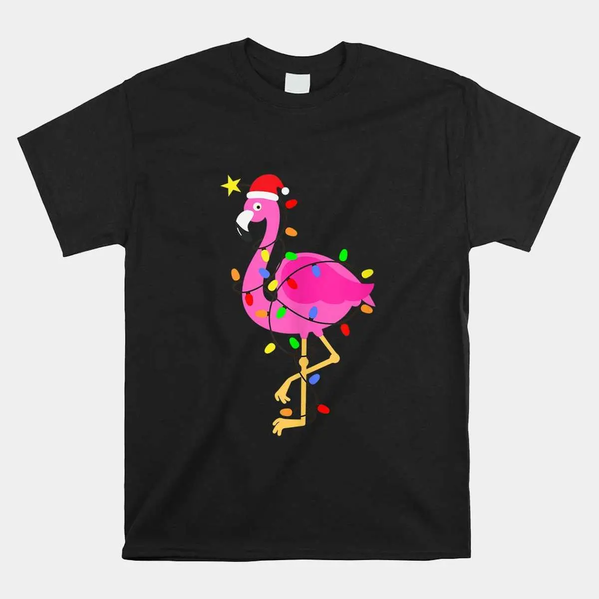 Pink Flamingo Christmas in July Shirt - Funny Santa Hat Tropical Design 10 Pink Flamingo Christmas in July Shirt 1