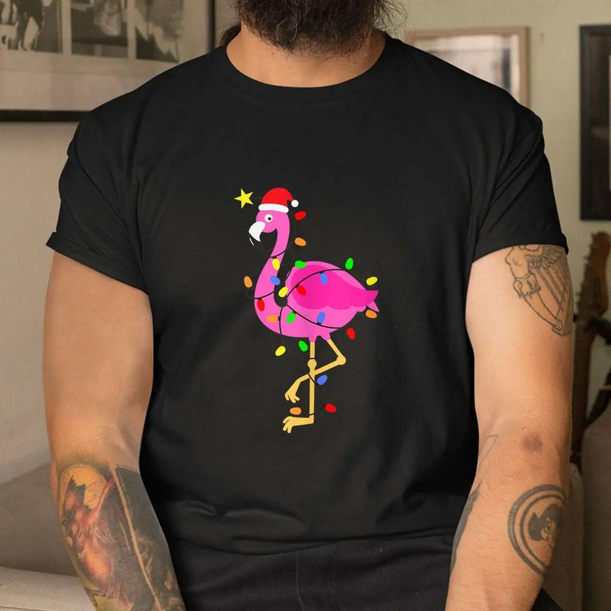 Pink Flamingo Christmas in July Shirt - Funny Santa Hat Tropical Design 11 Pink Flamingo Christmas in July Shirt 4
