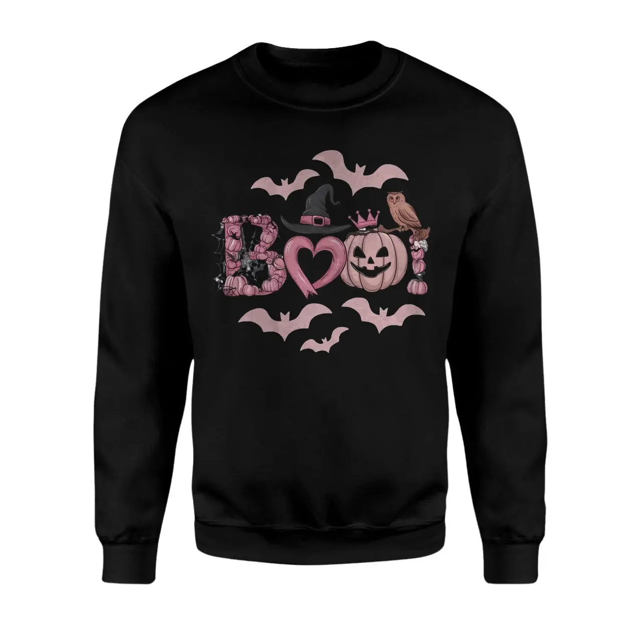 Pink Halloween Boo T Shirt with Pumpkins Witch Hat Bats 3 1.jpg