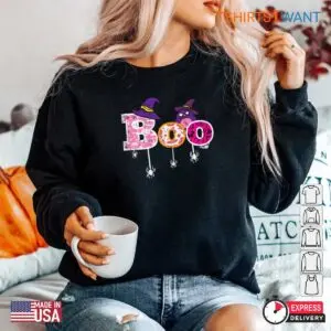 Pink Halloween Shirts: Pink Boo Spider Owl Scary Halloween Costume Tee 9 Pink Halloween Shirts Boo Spider Owl Tee 5 1.jpg