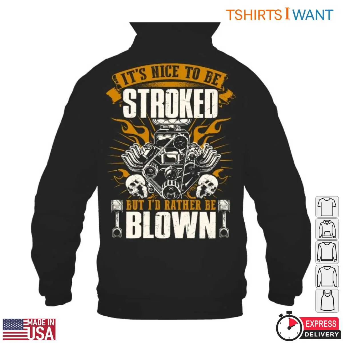 Piston and Skull T-Shirt – It’s Nice to Be Stroked, But I’d Rather Be Blown Funny Mechanic Design Tee 13 Detail view of turbo humor shirt