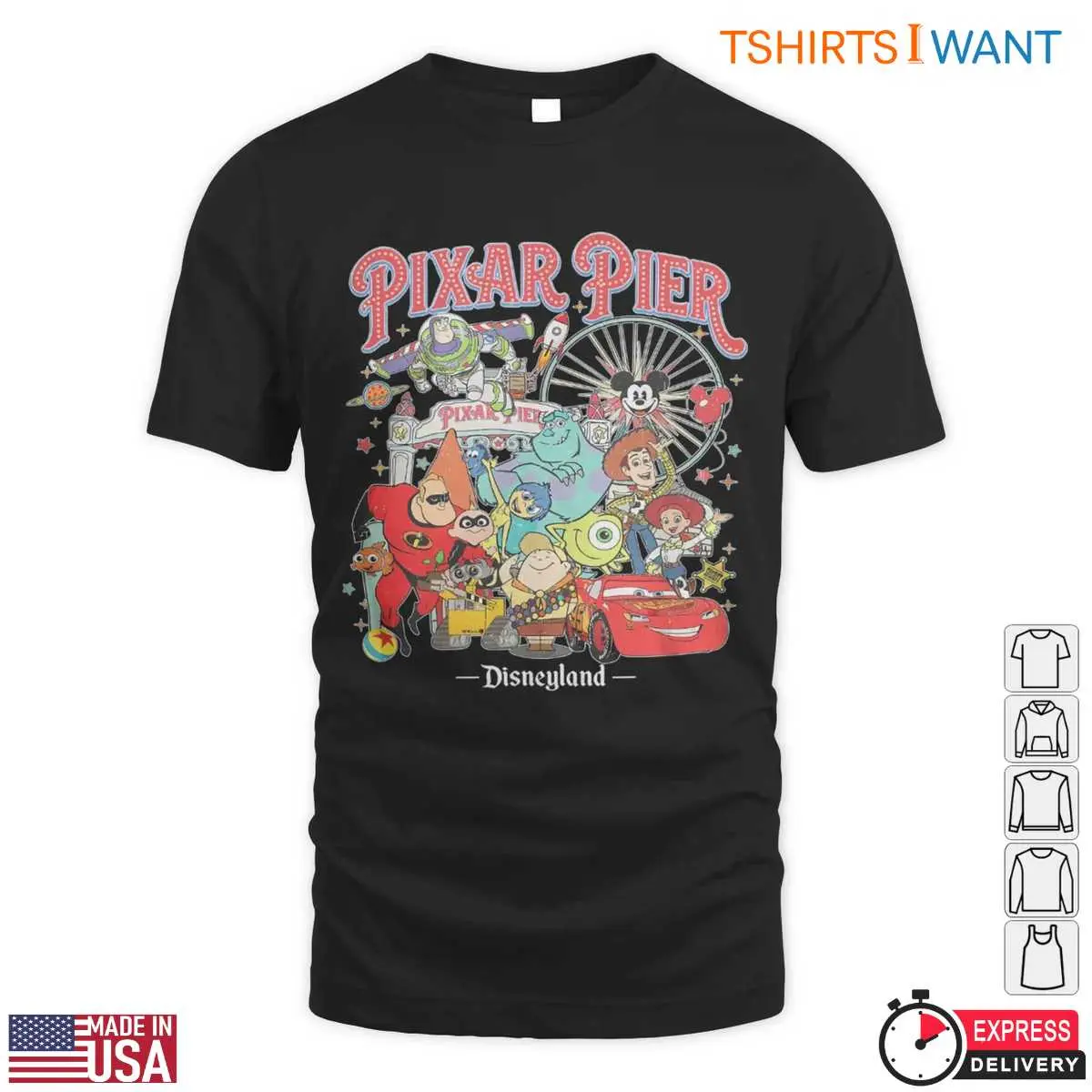 Pixar Pier Disneyland Merchandise T-Shirt – Meet Me at Disneyland, Vintage Pixar Character Graphic Tee 10 Pixar Pier Disneyland Merchandise T-Shirt – Meet Me at Disneyland, Vintage Pixar Character Graphic Tee