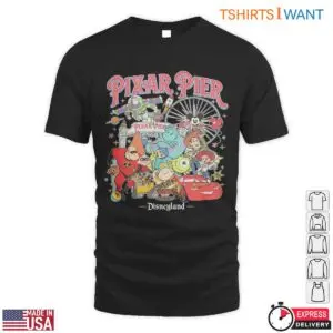 Pixar Pier Disneyland Merchandise T Shirt E28093 Meet Me at Disneyland Vintage Pixar Character Graphic Tee 1.jpg