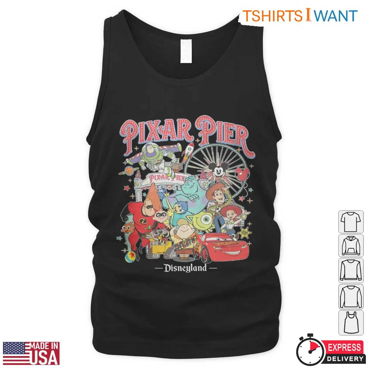 Pixar Pier Disneyland Merchandise T Shirt E28093 Meet Me at Disneyland Vintage Pixar Character Graphic Tee 5.jpg