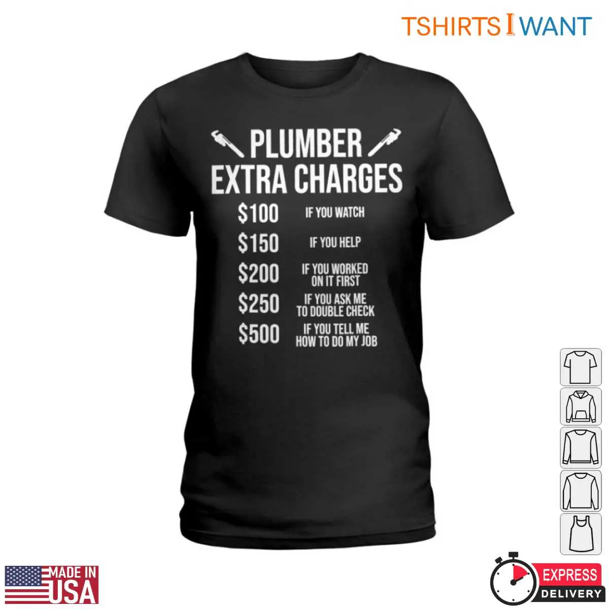 Plumber Charges T Shirt Plumbing Work Fee Humor Tee 2 1.jpg