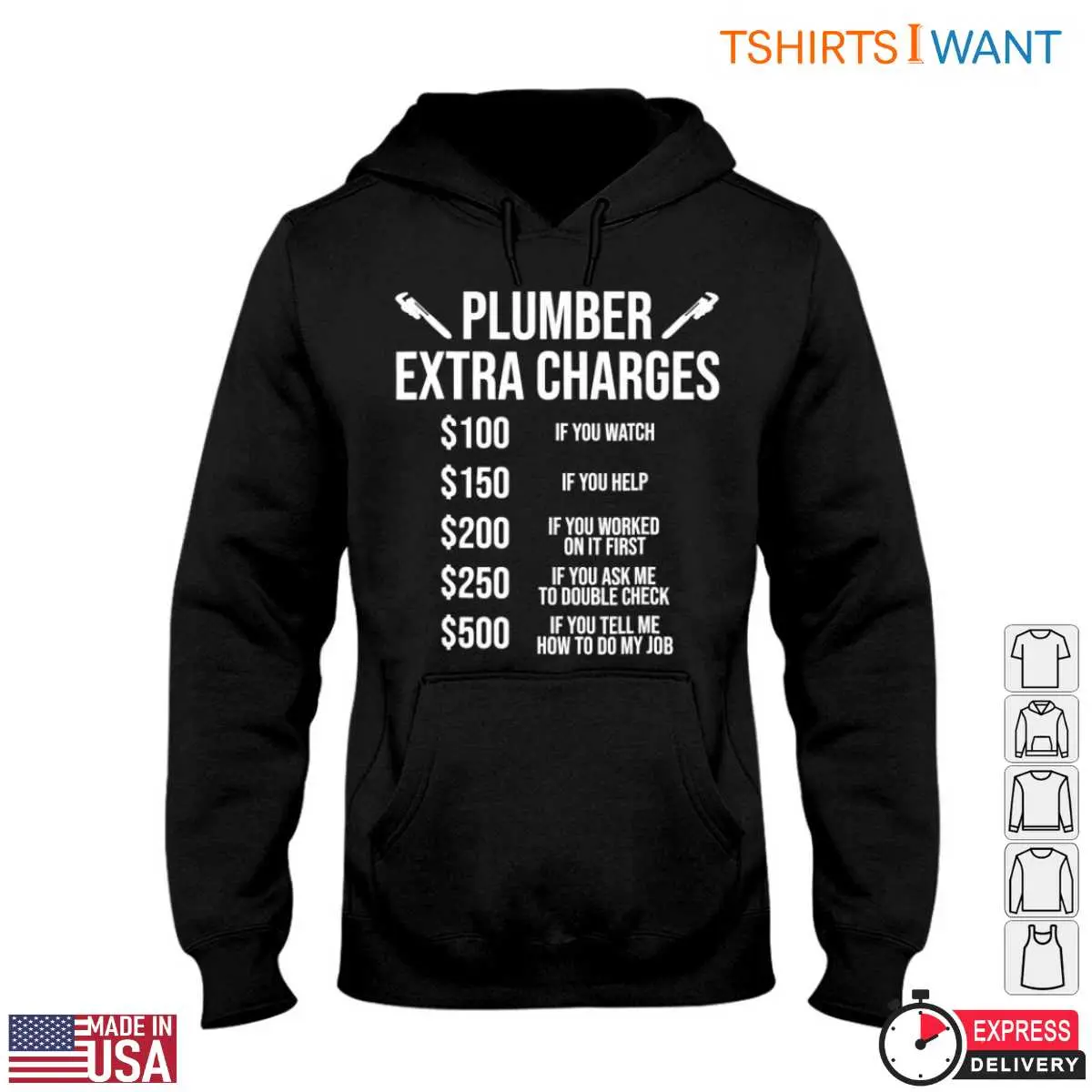 Plumber Charges T-Shirt - Plumbing Work Fee Humor Tee 13 Plumber Charges T-Shirt Detail View