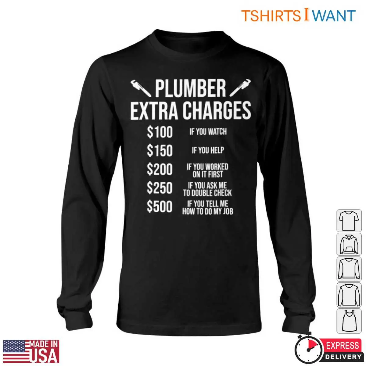 Plumber Charges T Shirt Plumbing Work Fee Humor Tee 6 1.jpg