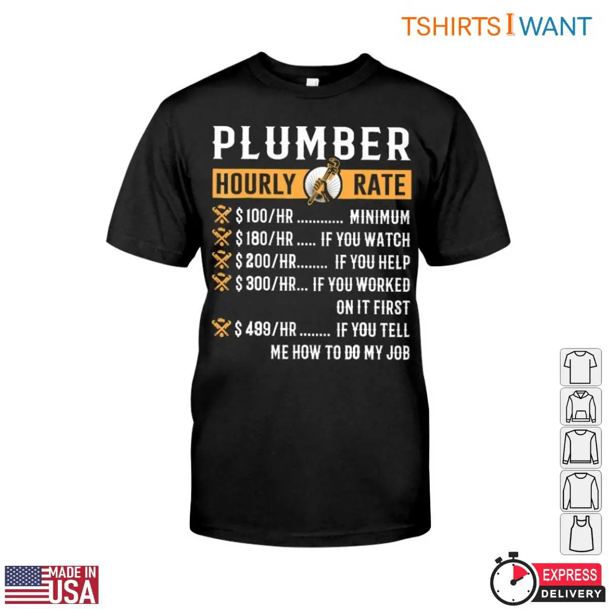 Plumber Hourly Rate T-Shirt - Hilarious Plumber Graphic Shirt with Pricing Breakdown Tee 1 Plumber Hourly Rate T Shirt Hilarious Plumber Graphic Shirt with Pricing Breakdown Tee 1