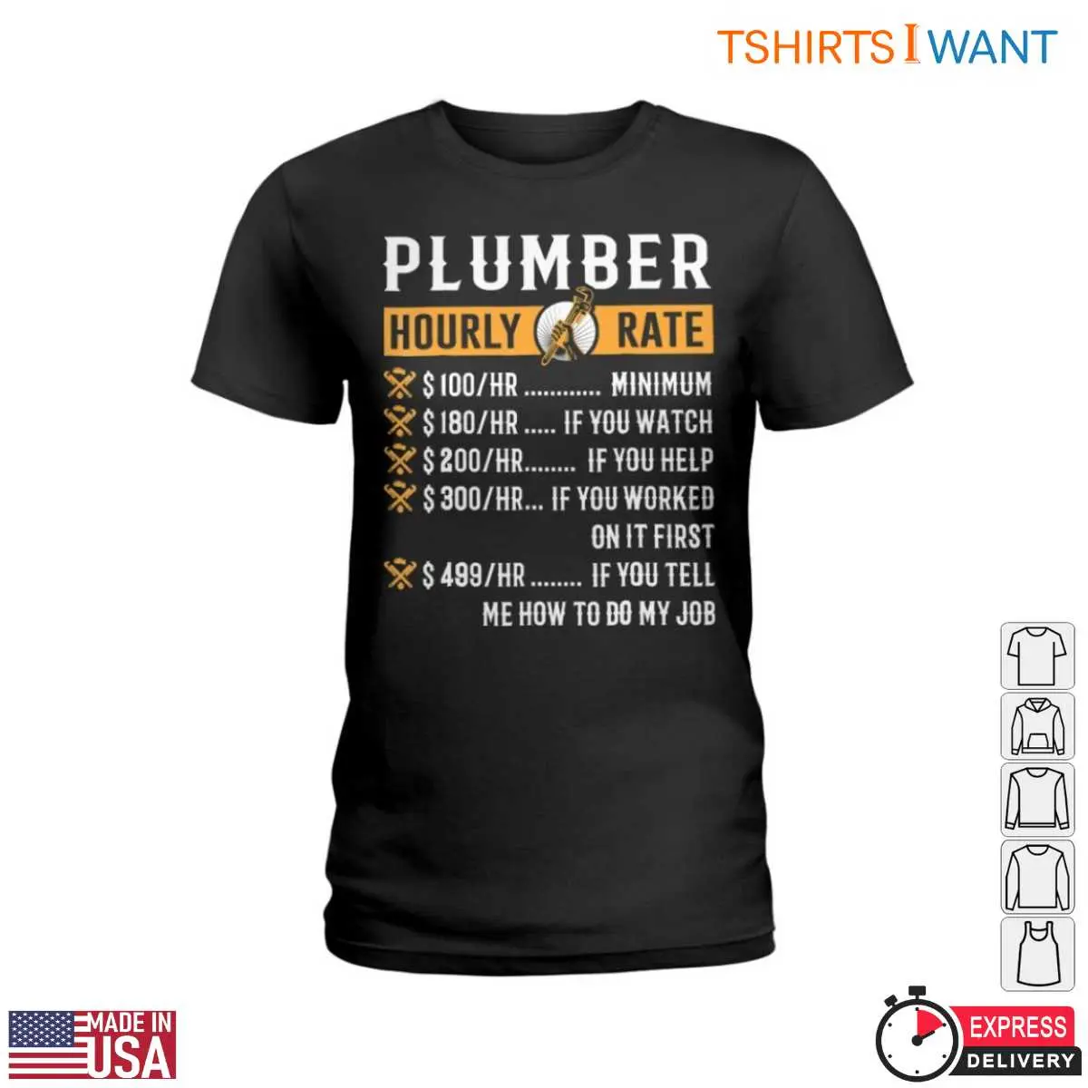 Plumber Hourly Rate T-Shirt - Hilarious Plumber Graphic Shirt with Pricing Breakdown Tee 2 Plumber Hourly Rate T Shirt Hilarious Plumber Graphic Shirt with Pricing Breakdown Tee 2 1.jpg
