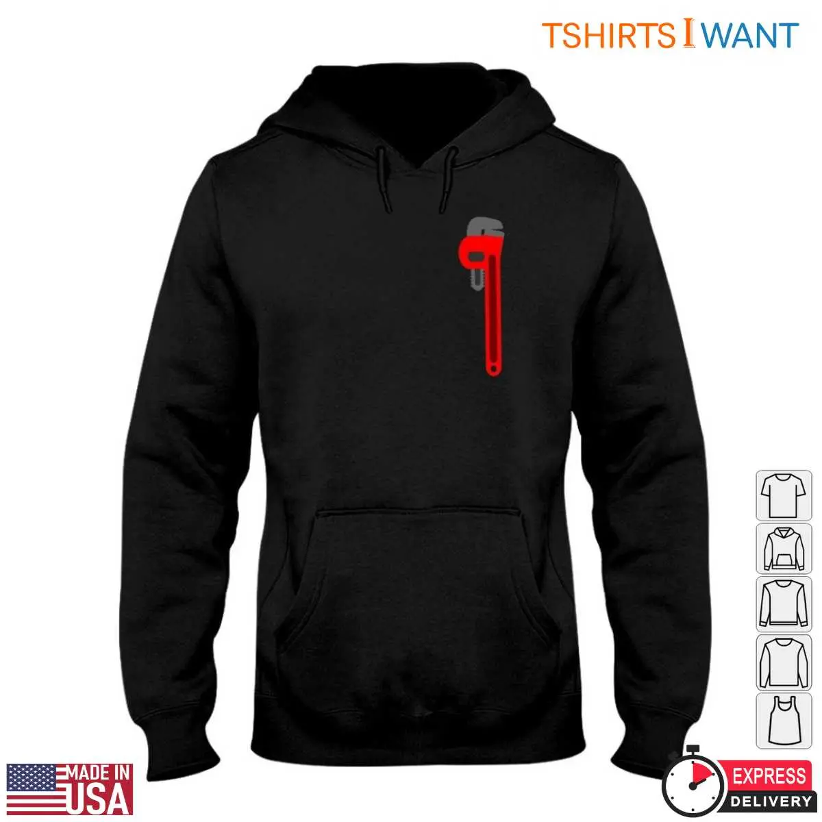 Plumbing Wrench T-Shirt - Red Wrench Graphic Minimalist Design Tee 13 Plumbing Wrench T-Shirt Detail View
