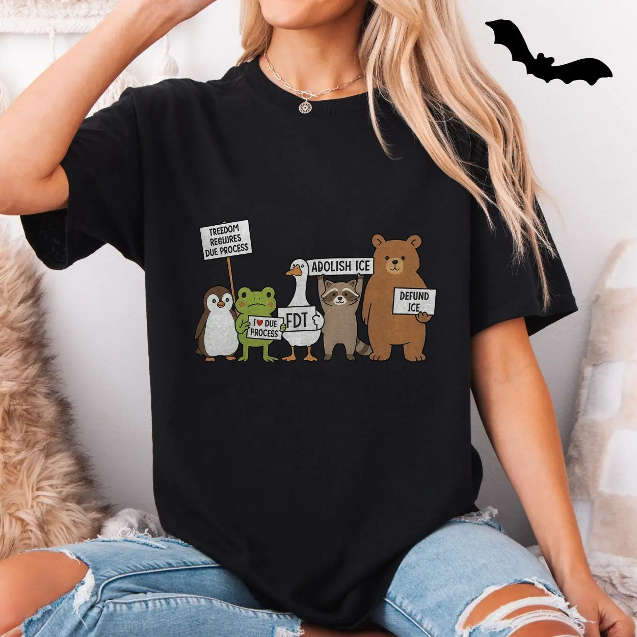 Political Protest T shirt E28093 Cute Animals for Due Process and Abolish ICE Tee 5.jpg