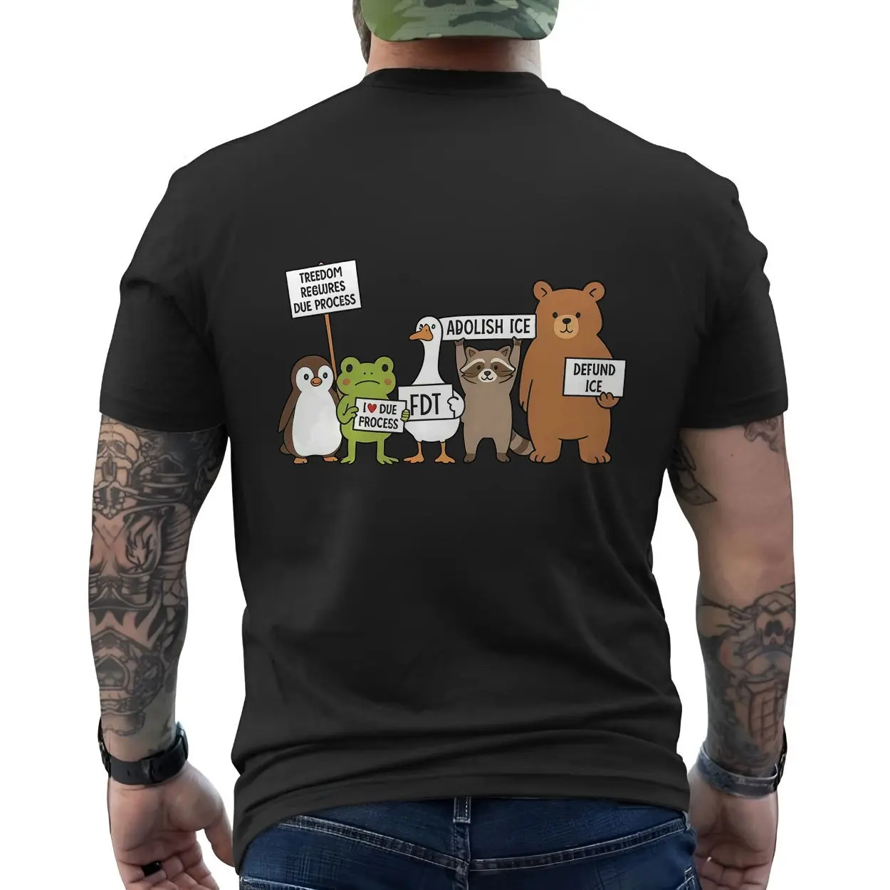 Political Protest T shirt E28093 Cute Animals for Due Process and Abolish ICE Tee 6.jpg