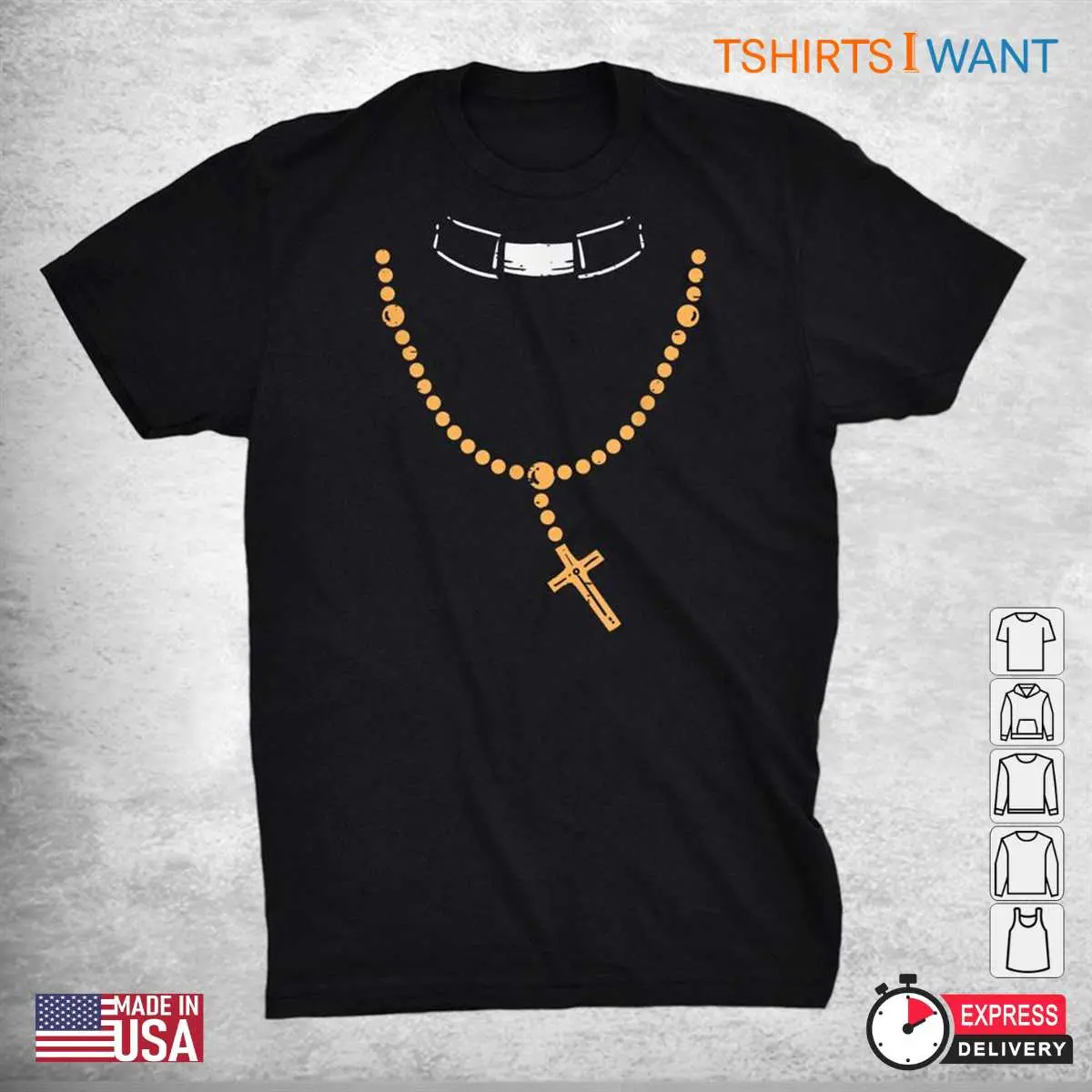 Priest Halloween Costume Funny Rosary Humor Tee 1 1.jpg