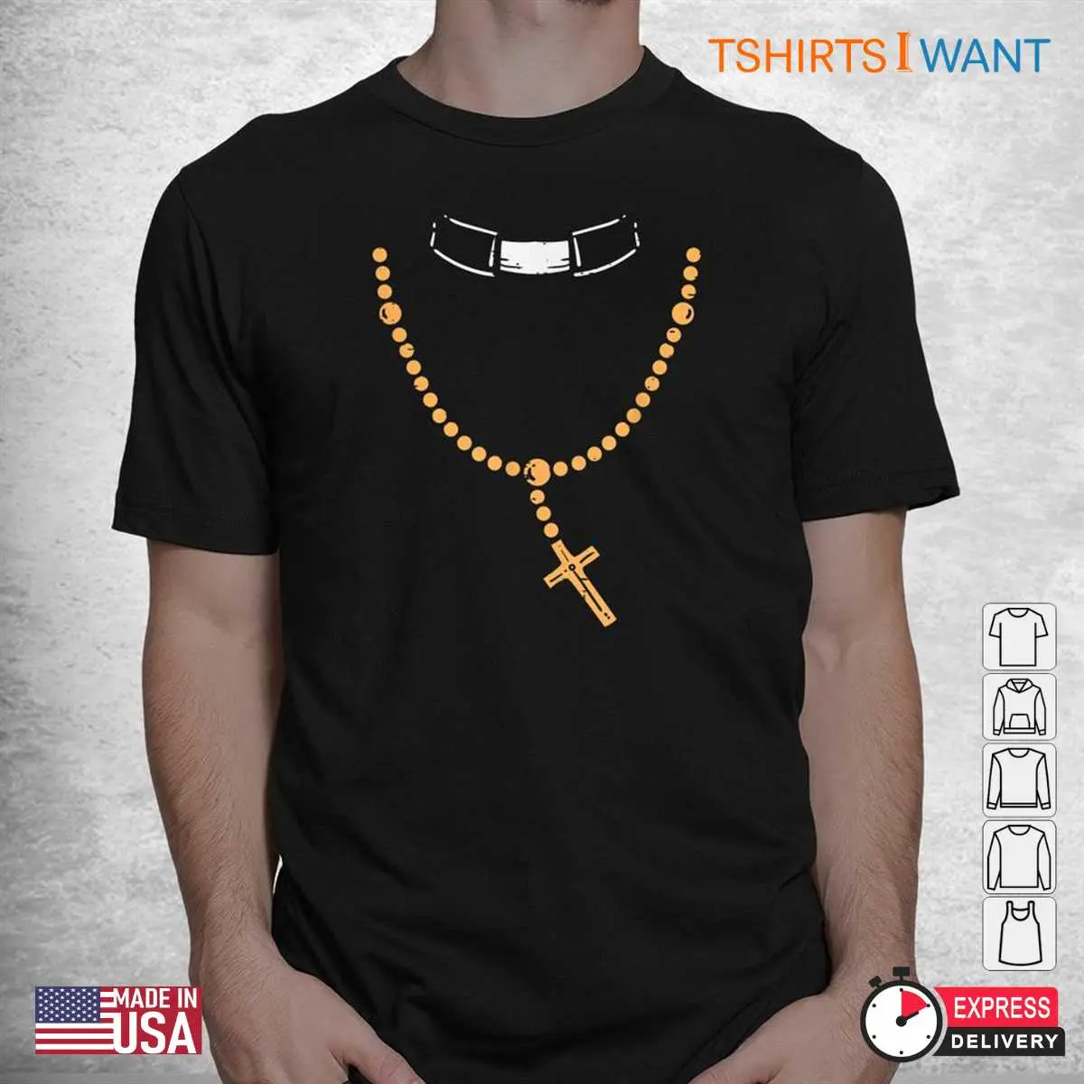 Priest Halloween Costume Funny Rosary Humor Tee 2 1.jpg