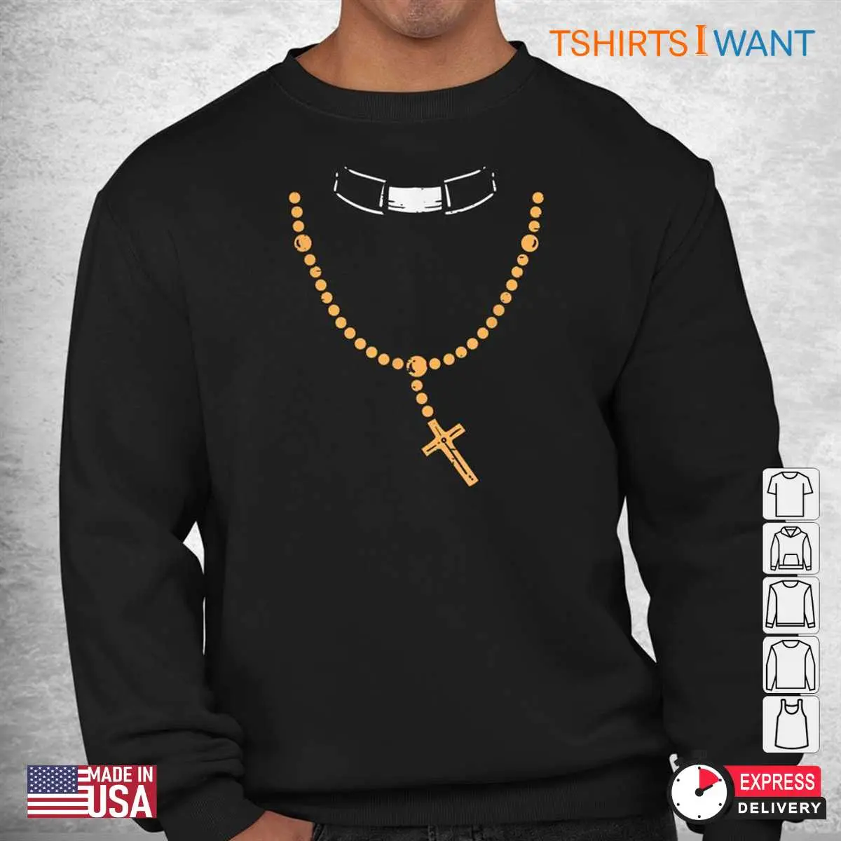 Priest Halloween Costume Funny Rosary Humor Tee 3 1.jpg