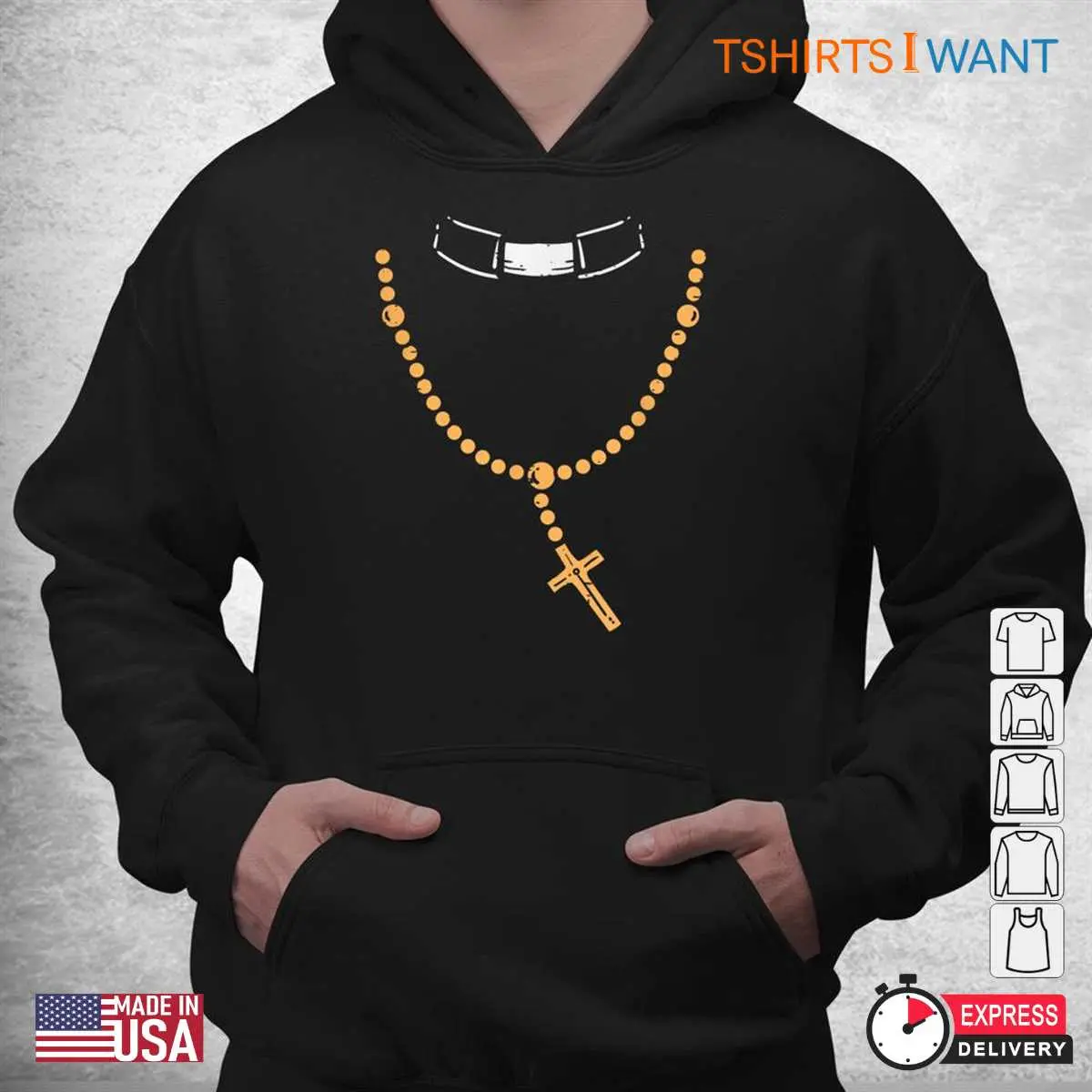 Priest Halloween Costume Funny Rosary Humor Tee 4 1.jpg
