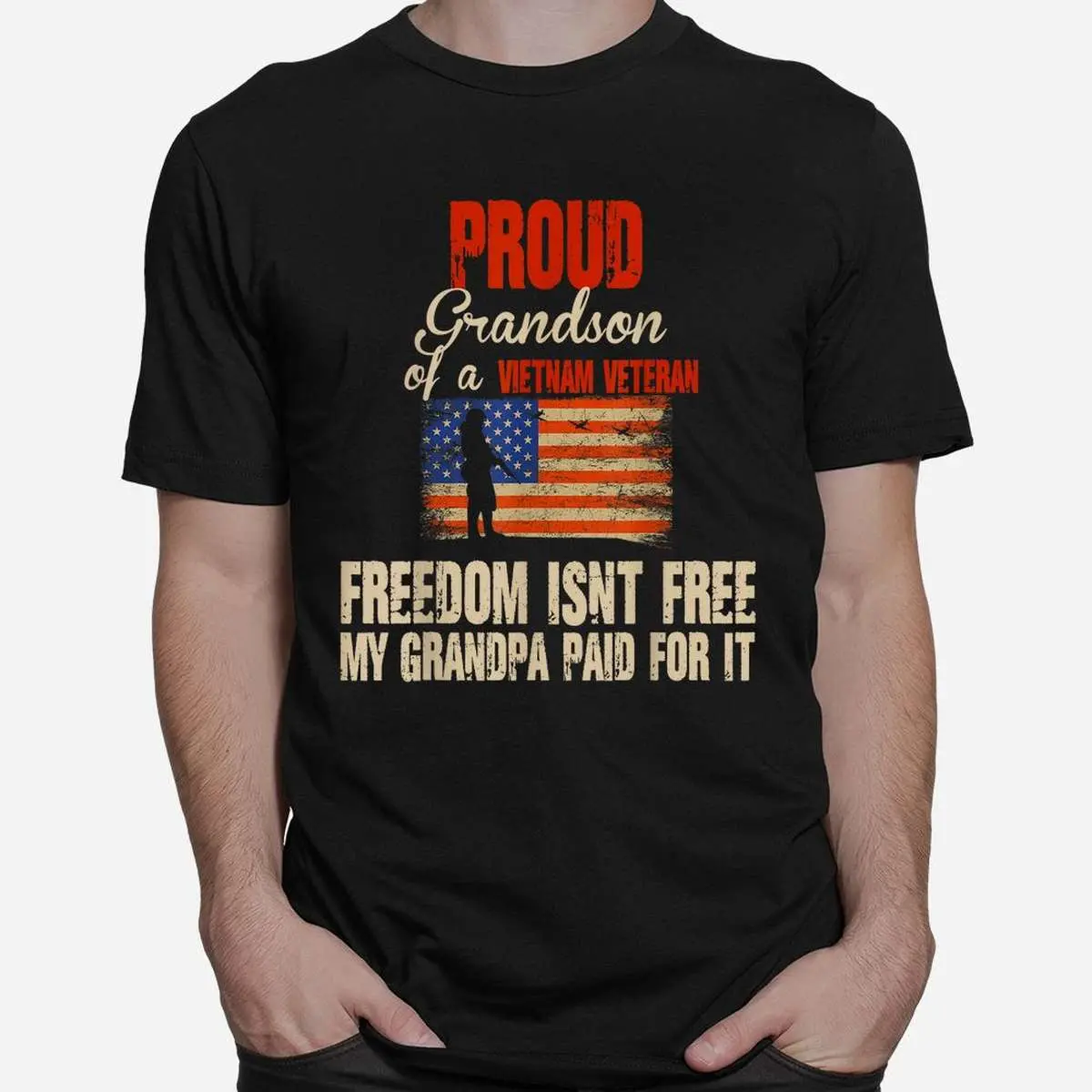 Proud Grandson Vietnam Veteran Flag T-Shirt 10 Proud Grandson Vietnam Veteran Flag T Shirt 2