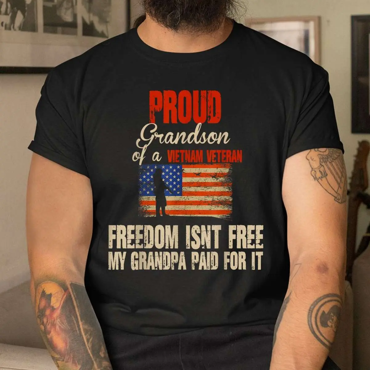 Proud Grandson Vietnam Veteran Flag T-Shirt 11 Proud Grandson Vietnam Veteran Flag T Shirt 4