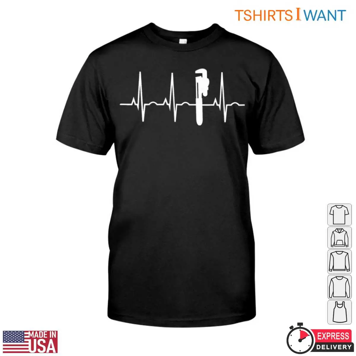 Pulse Plumbing T-Shirt: Plumber Graphic Tee With Heartbeat Design 12 Pulse Plumbing T-Shirt Front View